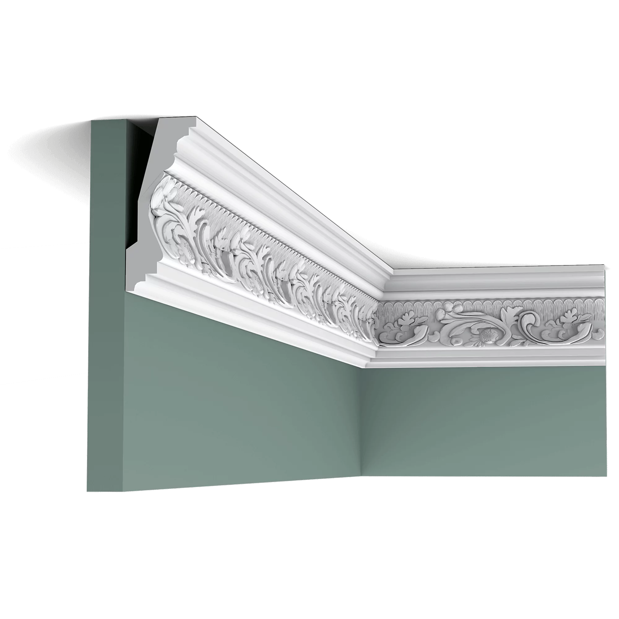 c201 border a37a Classic cornice moulding with detailed pattern of foliage. This moulding will become an eye-catching focus of your interior.