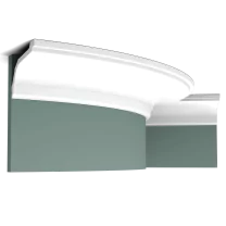 c220f cornice moulding cc61 Flexible version of the C220. A classic straight cornice moulding that extends along the ceiling. Thanks to its Flex technology, curved walls and surfaces are no problem. Installation remark: It is necessary to screw this profile on the wall. Flex Radius: R min = 400 cm