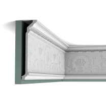 c308 border 3f0b High frieze with classic pattern. Employ the C308 as a cornice moulding or curtain pelmet to instantly add character to the space.