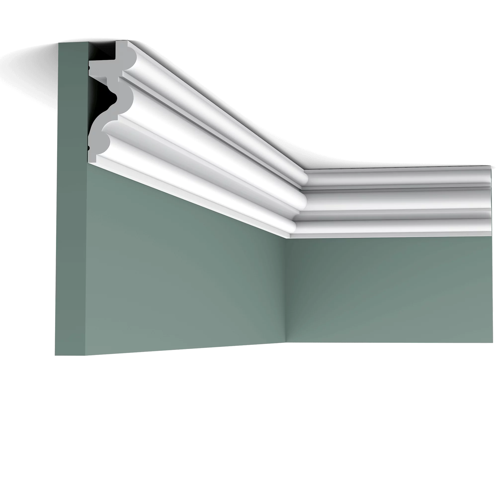 This fragmented cornice with LED option is unique in its design and fits our other Autoire profiles (W120, W121, P4025).