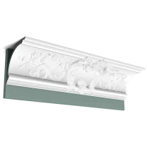 c338a cornice moulding 5b86 This stately cornice moulding is based on the C338, but further embellished with graceful decorative curlicues. Installation remark: It is necessary to screw this profile on the wall.