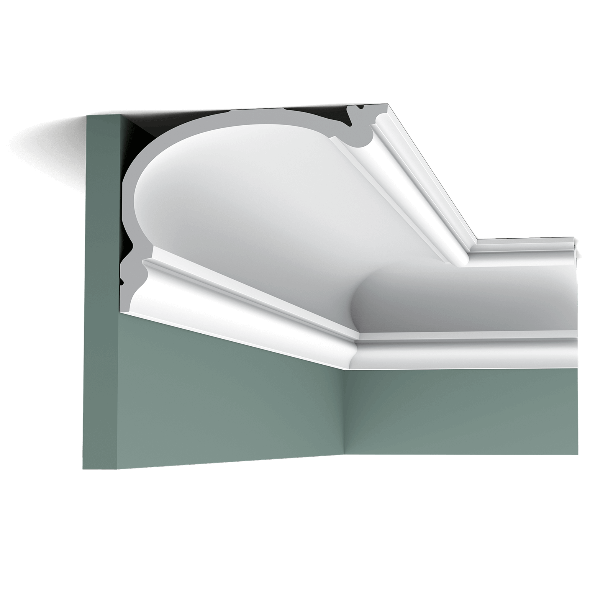 c342 cornice moulding e270 Second in line in the HERITAGE family. A stately classic cornice moulding inspired by the rich heritage of English country homes. Installation remark: It is necessary to screw this profile on the wall.
