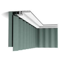 c394 curtain profile 2344 This clean, modern profile from the Steps range is also suitable as a curtain pelmet. This nicely conceals the curtain fixtures for a neat finish. Designed by Orio Tonini.