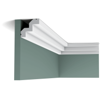 c602 cornice moulding 6b30 Cornice moulding in the Art Deco style. Creates an elegant, stepped transition between wall and ceiling.