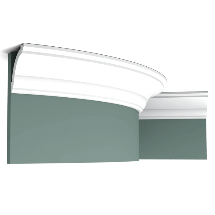 Flexible version of the CX100. Timeless cornice moulding that combines easily with a variety of decorating styles. Thanks to its Flex technology, curved walls and surfaces are no problem. Installation remark: It is necessary to screw this profile on the wall. Flex Radius: R min = 200 cm
