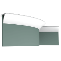 cx109f cornice moulding 691a Flexible version of the CX109. Simple curve with a subtle carved line below. Thanks to its Flex technology, curved walls and surfaces are no problem. Installation remark: It is necessary to screw this profile on the wall. Flex Radius: R min = 160 cm