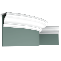 cx123f cornice moulding b867 Flexible version of the CX123. This classic cornice moulding with elegant curves creates a neat transition from wall to ceiling. Thanks to its Flex technology, curved walls and surfaces are no problem. Installation remark: It is necessary to screw this profile on the wall. Flex Radius: R min = 280 cm