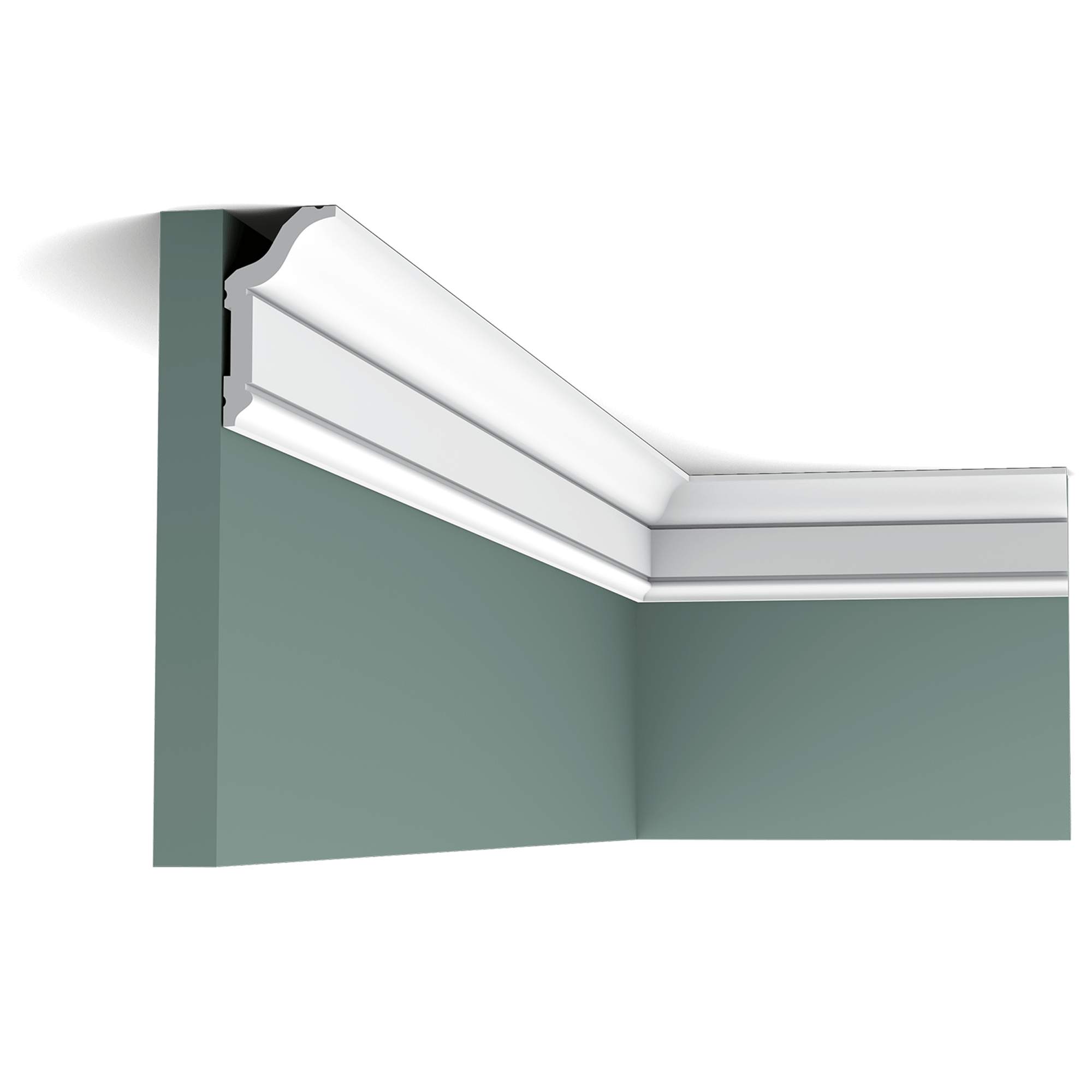 Medium-sized profile with cyma recta curvature and large extended base.
