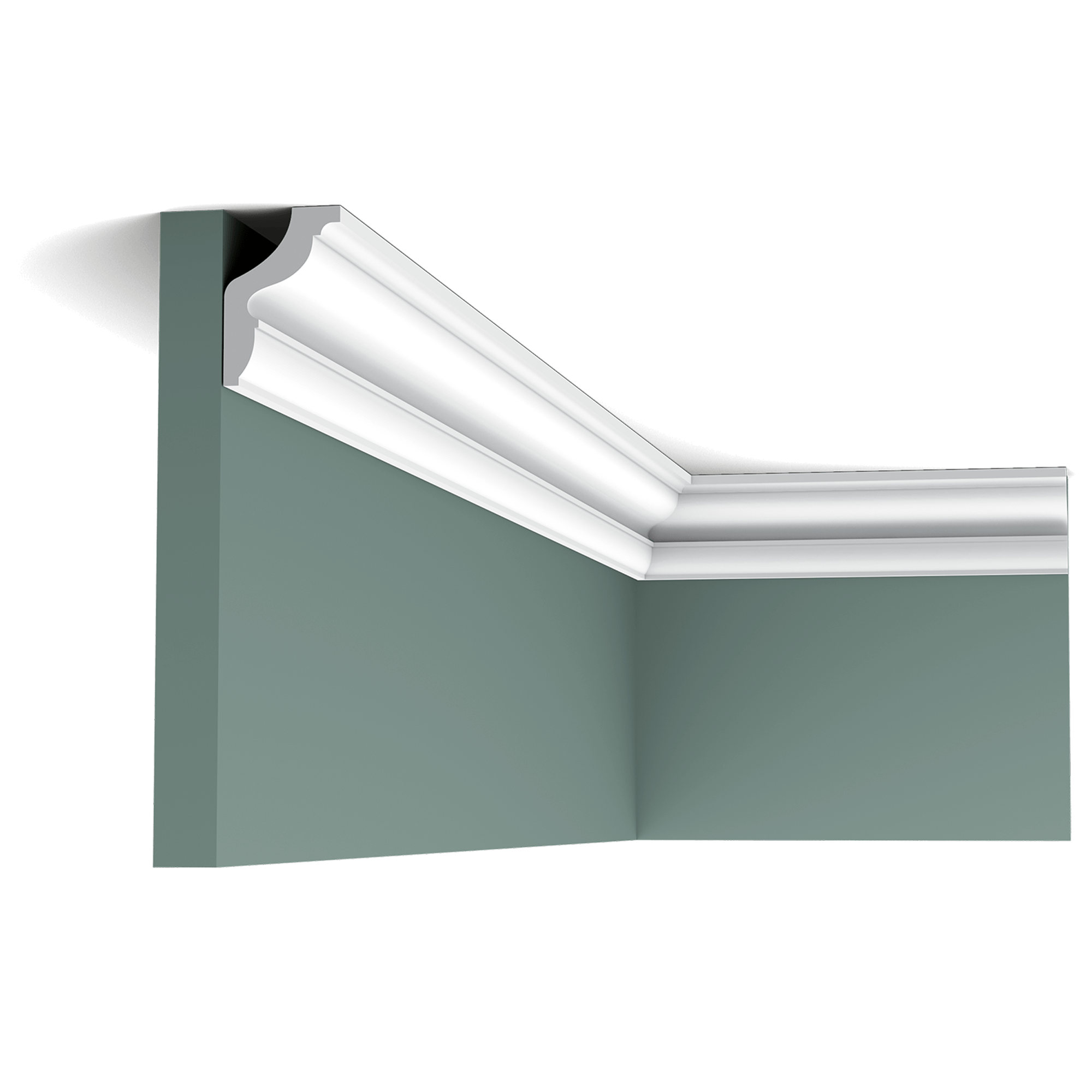 This classic moulding with multiple cyma recta curves creates the perfect transition from wall to ceiling.