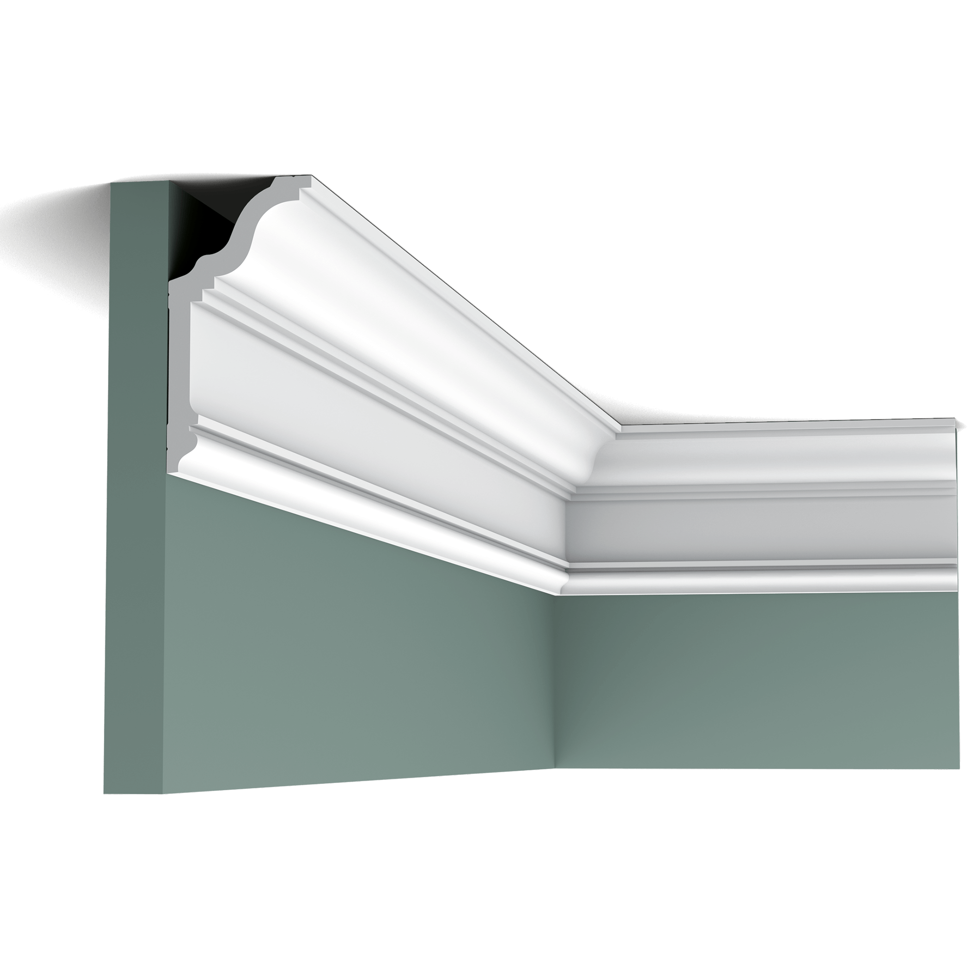 This cornice with cyma recta curvature and large extended base is the perfect finish for any space. The CX192 creates an elegant transition between wall and ceiling to add that little something extra to your interior. Smaller sized variants of this profile are the CX141 and CX176.