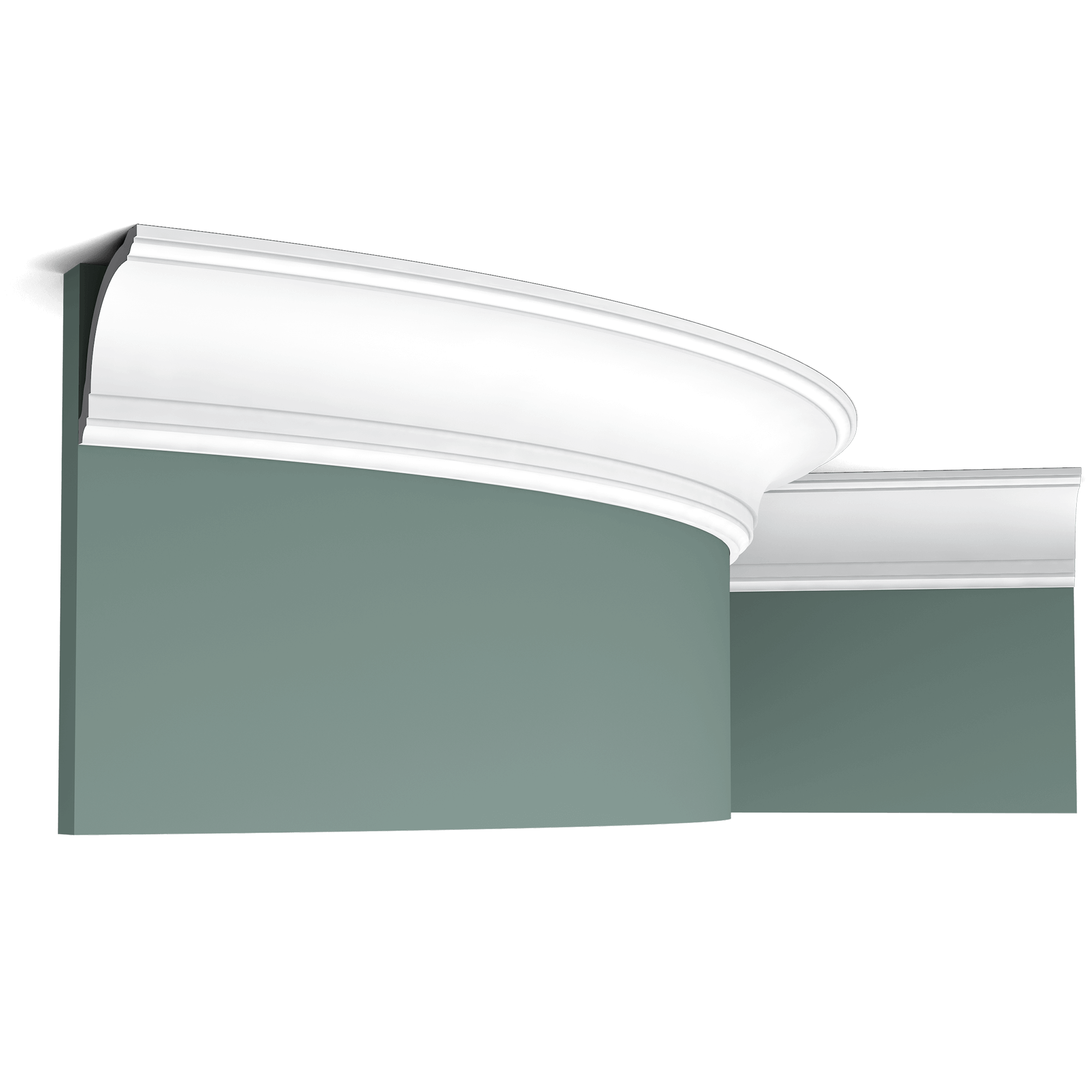 Flexible version of CX199. This elegant cornice moulding creates a subtle transition from wall to ceiling. This bestseller fits a variety of interiors. Flex Radius: R min = 200 cm