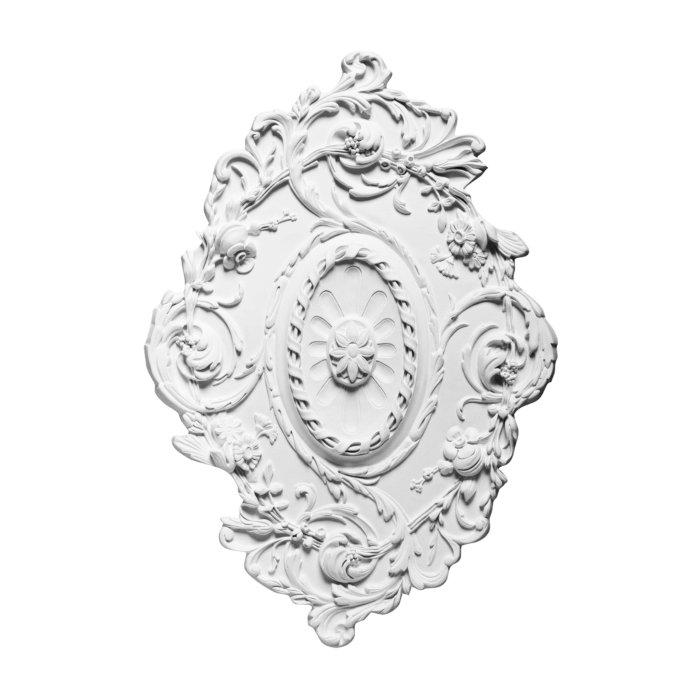 main img 105 Classic recessed oval rosette with impressive carved foliage and flowers. Installation remark: It is necessary to screw this profile on the wall.