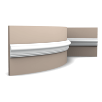 main img 5 Flexible version of the P8030. This panel moulding's elegant design provides any space with refined allure. Thanks to its Flex technology, curved walls and surfaces are no problem. Installation remark: It is necessary to screw this profile on the wall. Flex Radius: R min = 20 cm, R* min = 70 cm