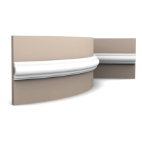 main img 9 Flexible version of the PX120. Classic panel moulding with gentle curlicues. Thanks to its Flex technology, curved walls and surfaces are no problem. Installation remark: It is necessary to screw this profile on the wall. Flex Radius: R min = 30 cm, R* min = 110 cm