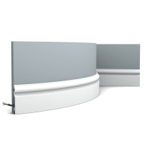 sx137f skirting 3977 Flexible version of the SX137. This medium-tall, rounded profile provides your wall with an elegant finish. Thanks to its Flex technology, curved walls and surfaces are no problem. Installation remark: It is necessary to screw this profile on the wall. Flex Radius: R min = 40 cm