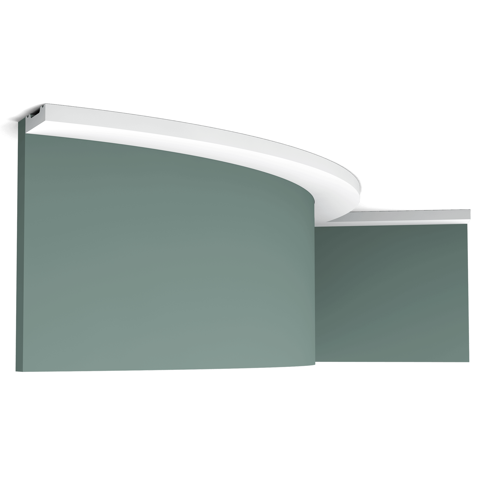 Flexible version of the SX162. Our simplest cornice moulding is part of the SQUARE family. Thanks to its Flex technology, curved walls and surfaces are no problem. Installation remark: It is necessary to screw this profile on the wall. Flex Radius: R min = 20 cm, R* min = 80 cm
