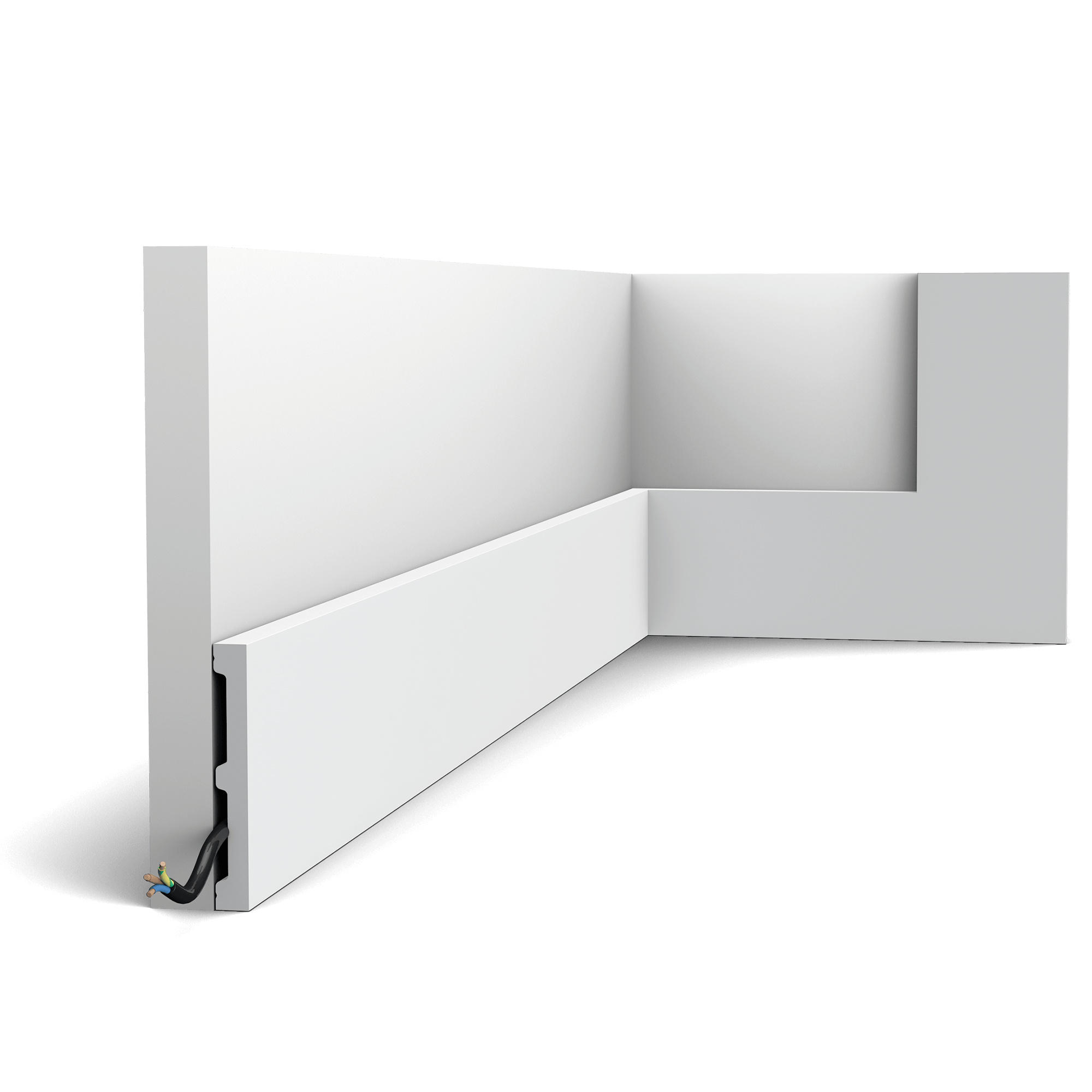 NEW - Product finished with RAL9003 Signal white. It is not necessary to repaint this profile after installation. This large, simple skirting board is part of the SQUARE family. Use this multifunctional profile to fit your entire home with the same skirting board. All you need to do is select the correct size to fit your space.