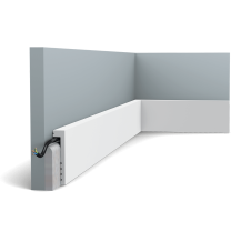 sx171 skirting 381c This water-resistant and paintable cover skirting is ideal for renovations. Designed to be installed on top of existing skirting boards (1.4 x 8.8 cm max.). Old or damaged skirting boards that are difficult to remove are obstacles no more.