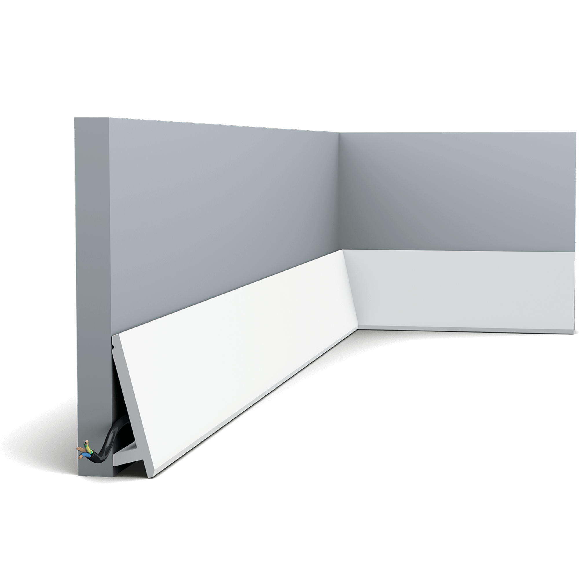 Clean, modern skirting board. Can also be used as up- or downlights.