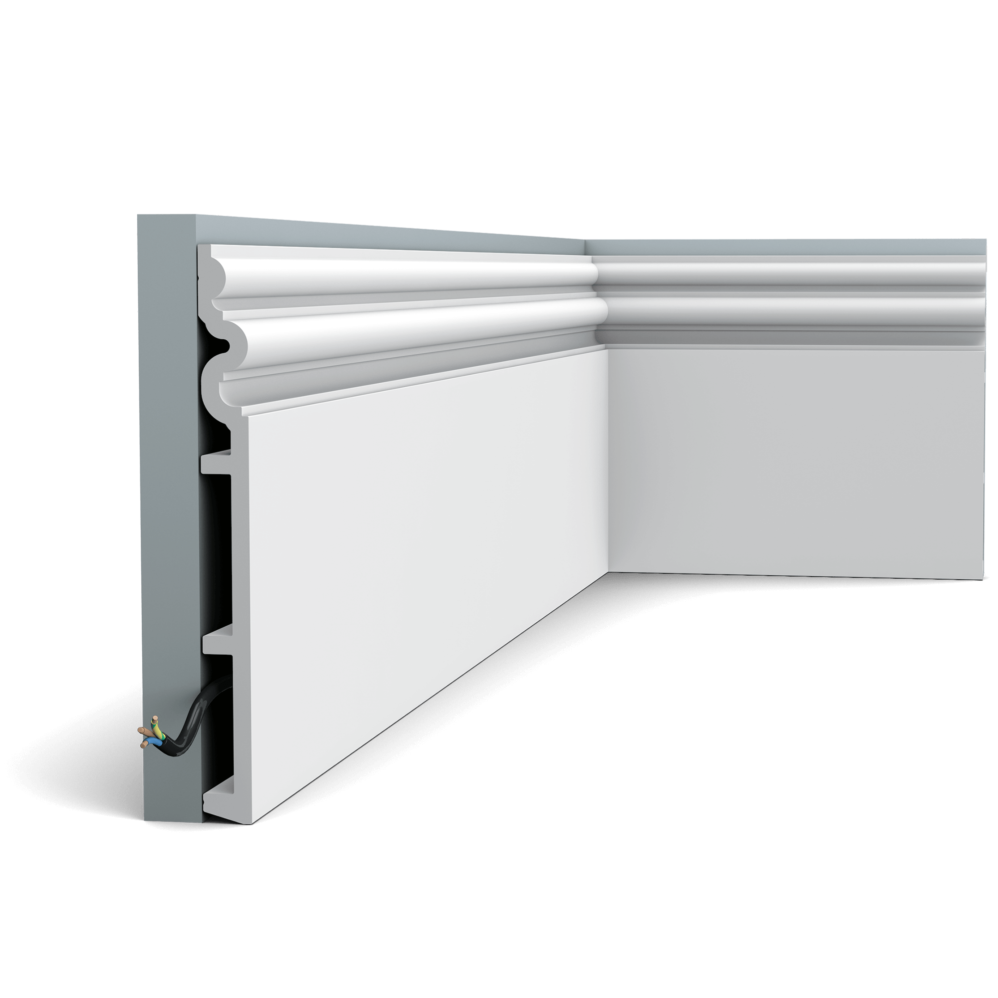 The SX193 skirting board is part of the AUTOIRE family. This 25 cm high majestic footing will fit perfectly in a classic interior and will guarantee a glamorous transition between floor and wall.