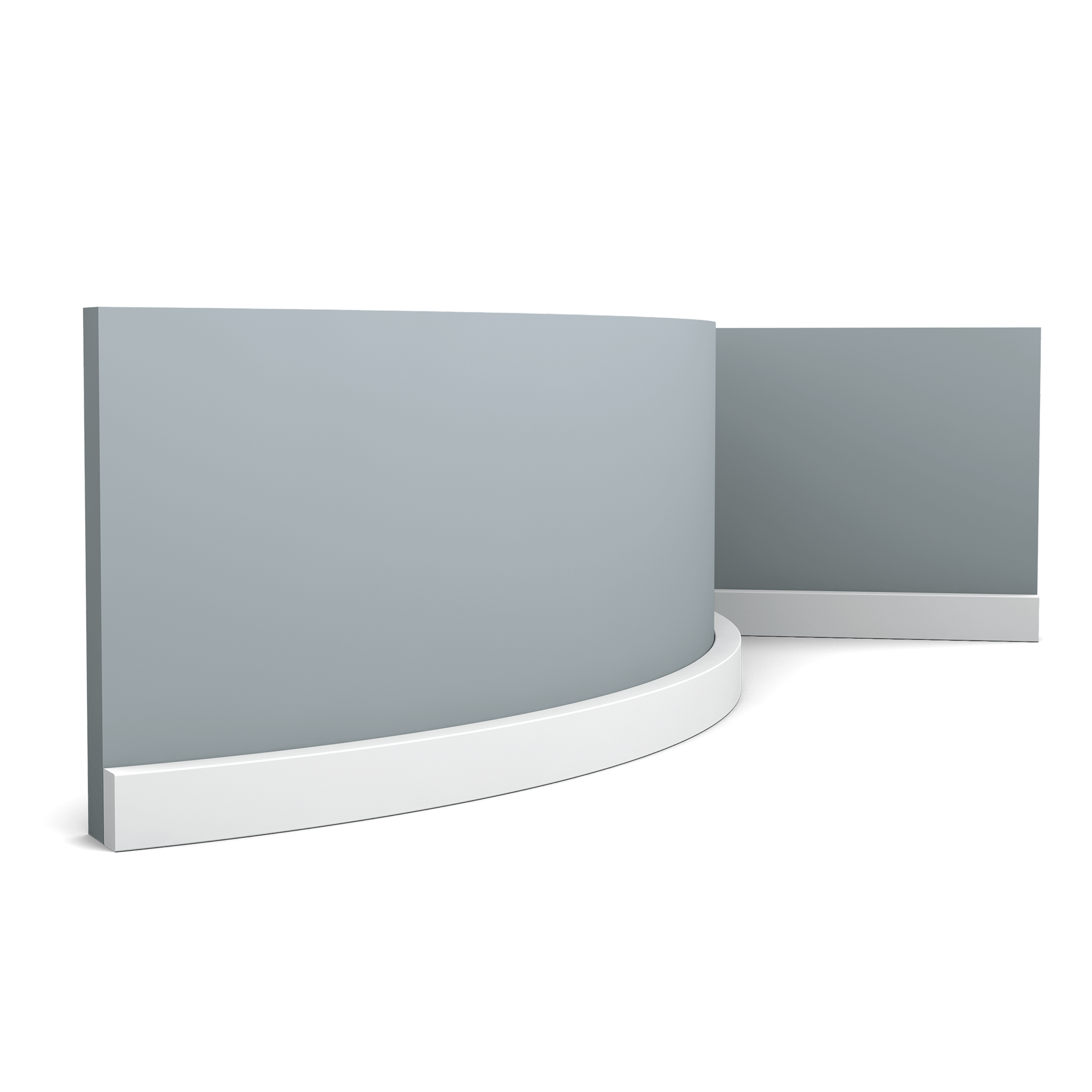 The flexible version of the SX194. The SX194 is our smallest and simplest profile and is part of the SQUARE family. This multifunctional profile can be used as panel moulding to finish a wainscoting or as a skirting board to create a subtle transition between floor and wall. Flex Radius: R min = 25 R* min = 80 cm