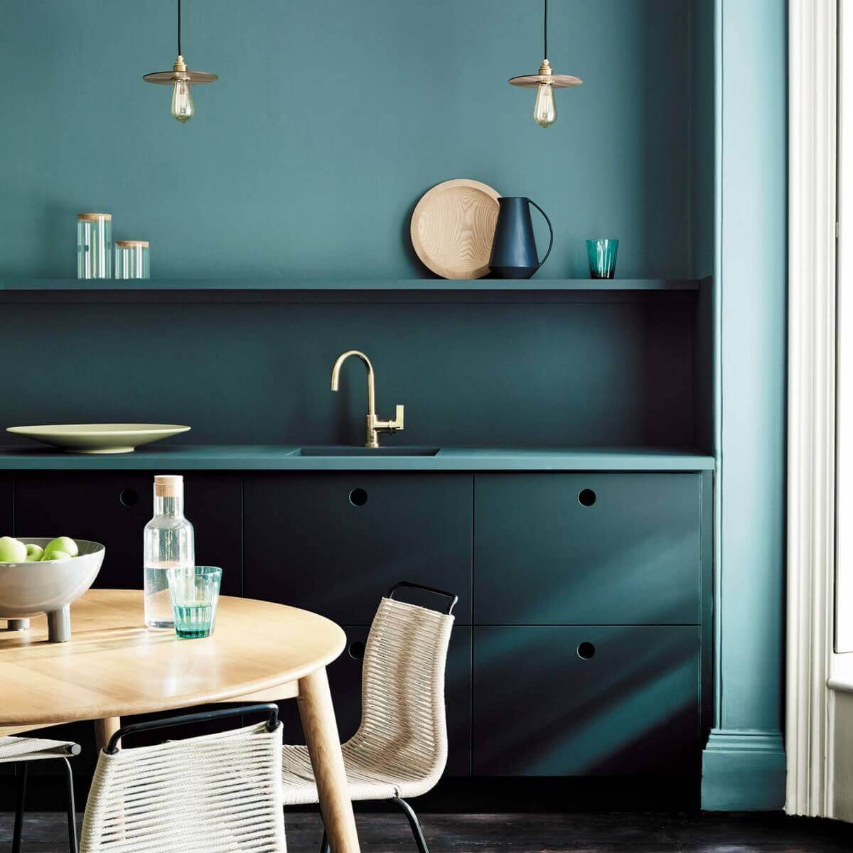 Interior paint Little Greene color blue Tea with Florence (310).