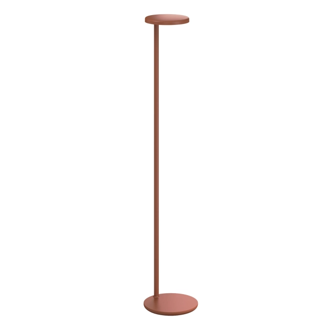 flos oblique floor rust 1950x1950 1 Floor lamp that, thanks to its innovative patented lens, offers asymmetrical light distribution and excellent visual comfort. Its shape, height and dimensions are consistent with the functionality of the product, which provides excellent reading or companion lighting while keeping the light source invisible to the user. Driver input: 24 V