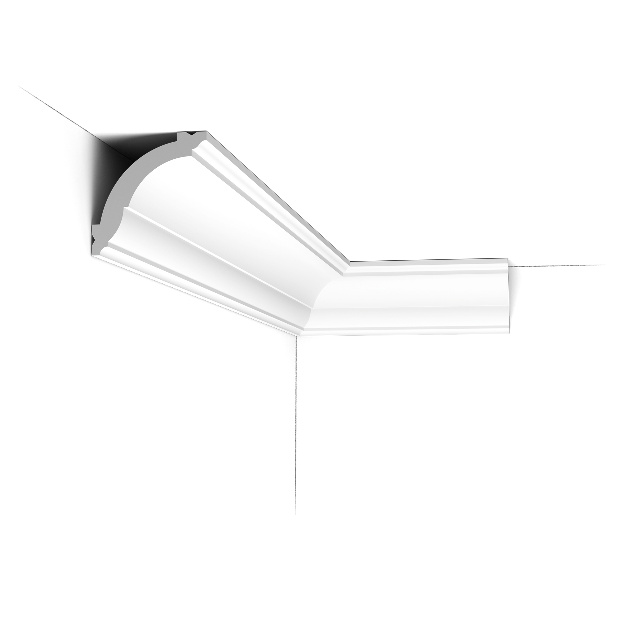 Timeless cornice moulding that combines easily with a variety of decorating styles.
