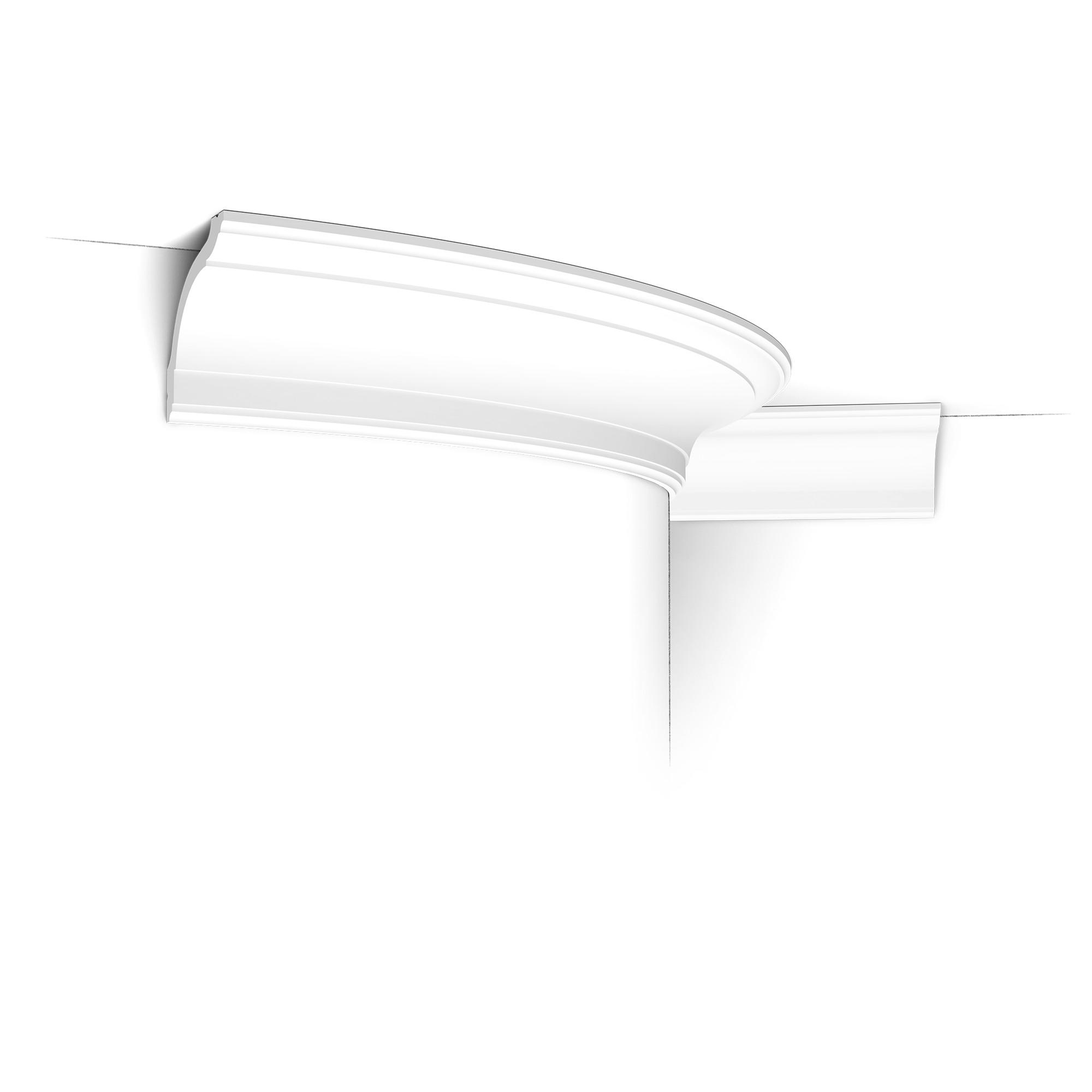 Flexible version of the CX127. Timeless cornice moulding that combines easily with a variety of decorating styles. Thanks to its Flex technology, curved walls and surfaces are no problem. Installation remark: It is necessary to screw this profile on the wall. Flex Radius: R min = 240 cm