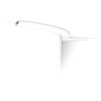 sx182f c Flexible version of the SX182. This multifunctional cornice moulding with rounded top provides endless possibilities. Thanks to its Flex technology, curved walls and surfaces are no problem. Installation remark: It is necessary to screw this profile on the wall. Flex Radius: R min = 35 cm, R* min = 100 cm
