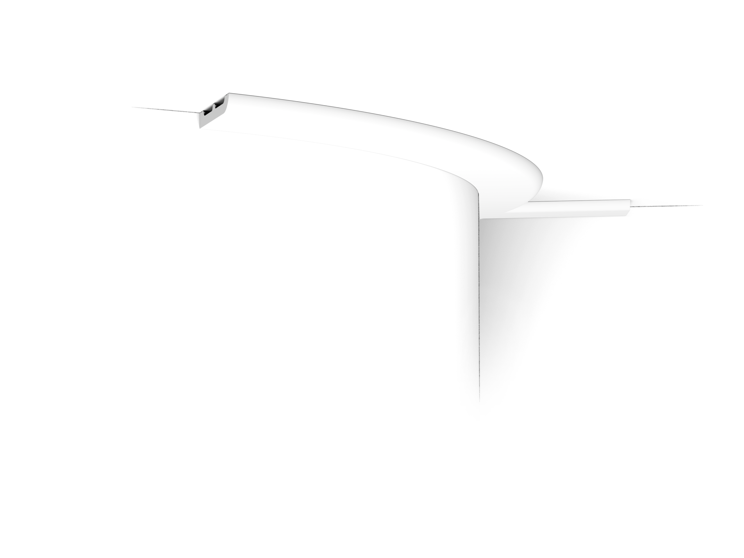 sx183f c scaled Flexible version of the SX183. This multifunctional skirting board with rounded top provides endless possibilities. Thanks to its Flex technology, curved walls and surfaces are no problem. Installation remark: It is necessary to screw this profile on the wall. Flex Radius: R min = 40 cm