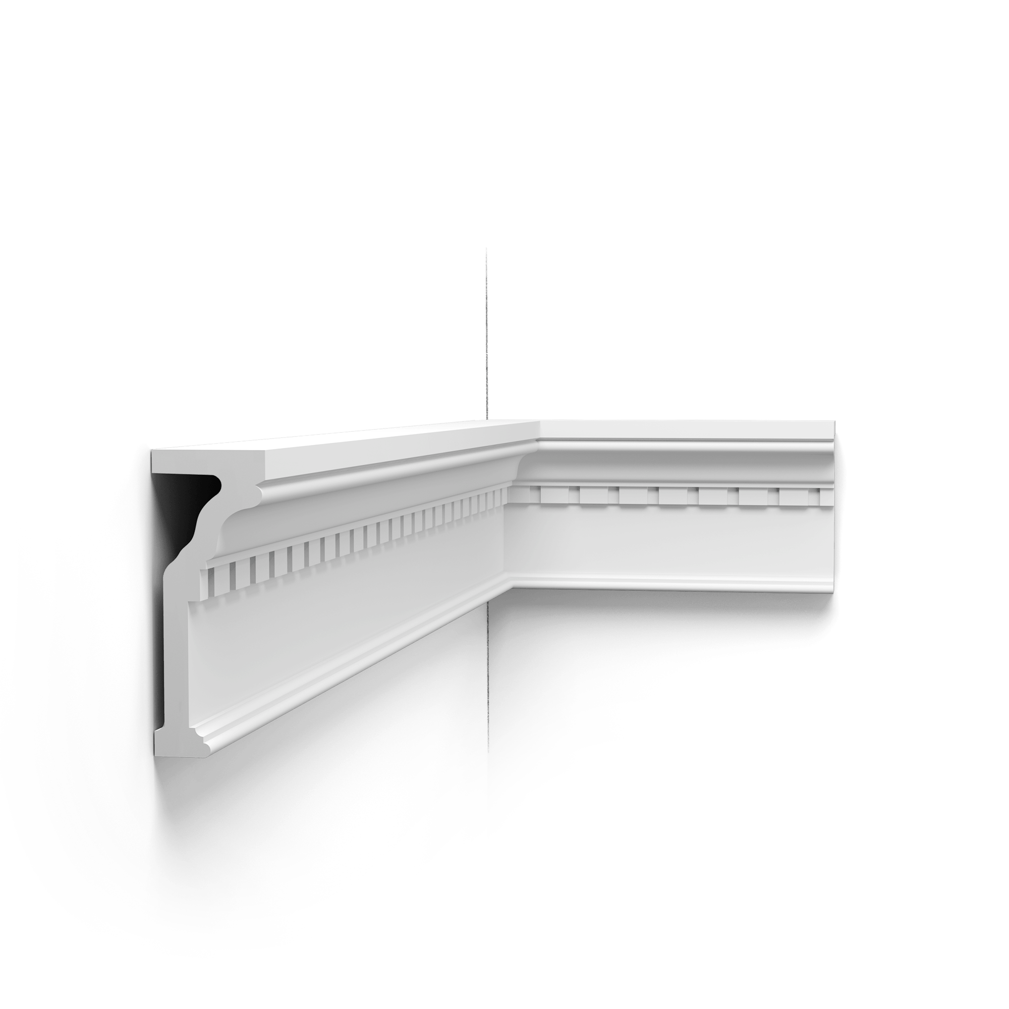 image As a more ornate version of panel moulding P4000, P4010 introduces an added layer of grandeur to your space. This crenellated panel moulding seamlessly fits pediment D401 or D400 for a harmonised look. It also features a broader topside that can double as a functional display ledge. Whether framing doors or creating cohesive wall designs, this moulding brings depth to any room, offering a tasteful blend of luxury and heritage style.
