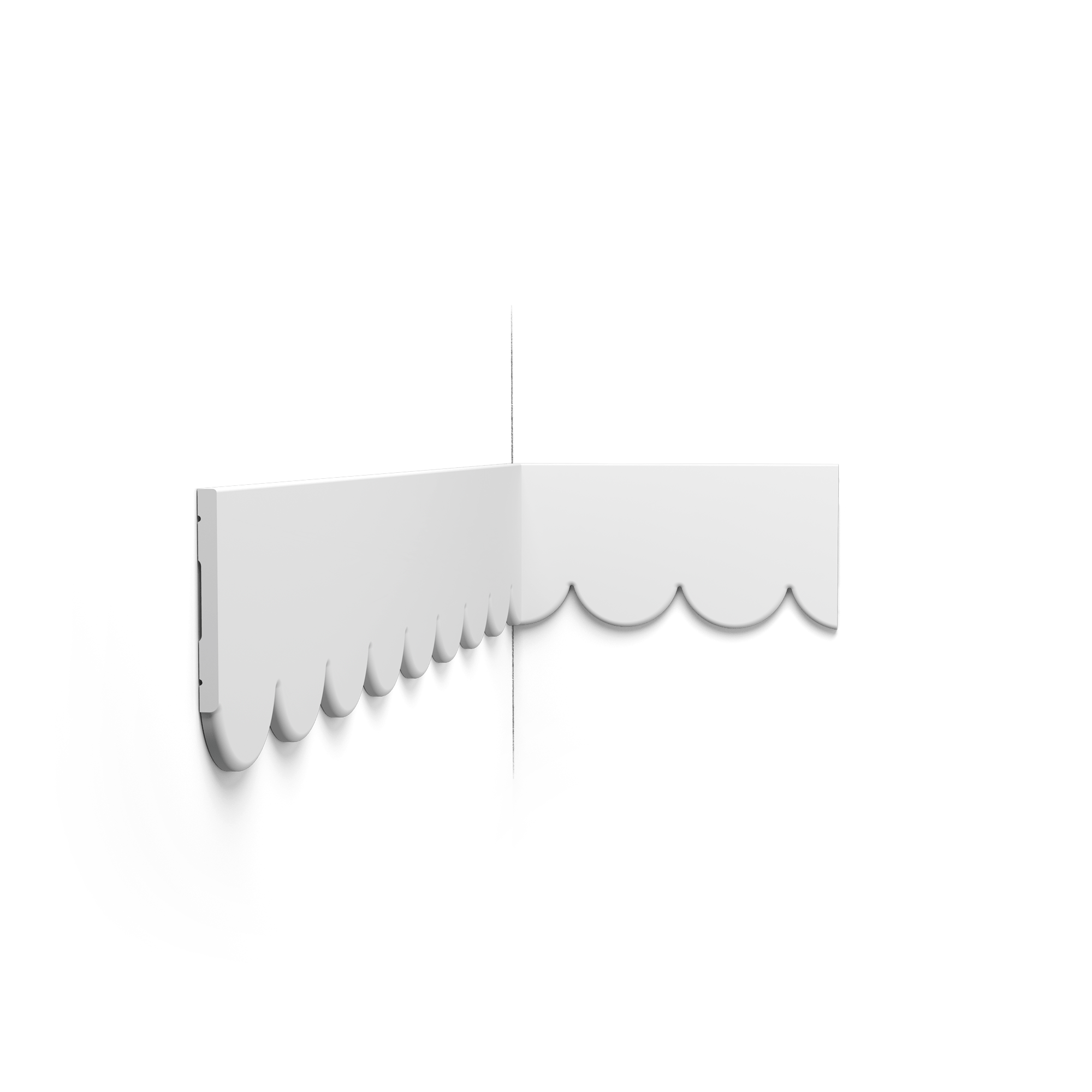 image Softly waving and endlessly versatile: as a skirting board, panel mould, decorative frieze, or even as a personal accent on a cabinet or piece of furniture. Roelfien Vos designed S425 SCALLOP as a profile that adds character without ever dominating. It is precisely that light touch that characterizes her reinterpretation of Art Deco. As the first Purotouch® skirting, S425 Scallop is finished with an innovative impact-resistant coating, offering superior durability. Also available in flex.