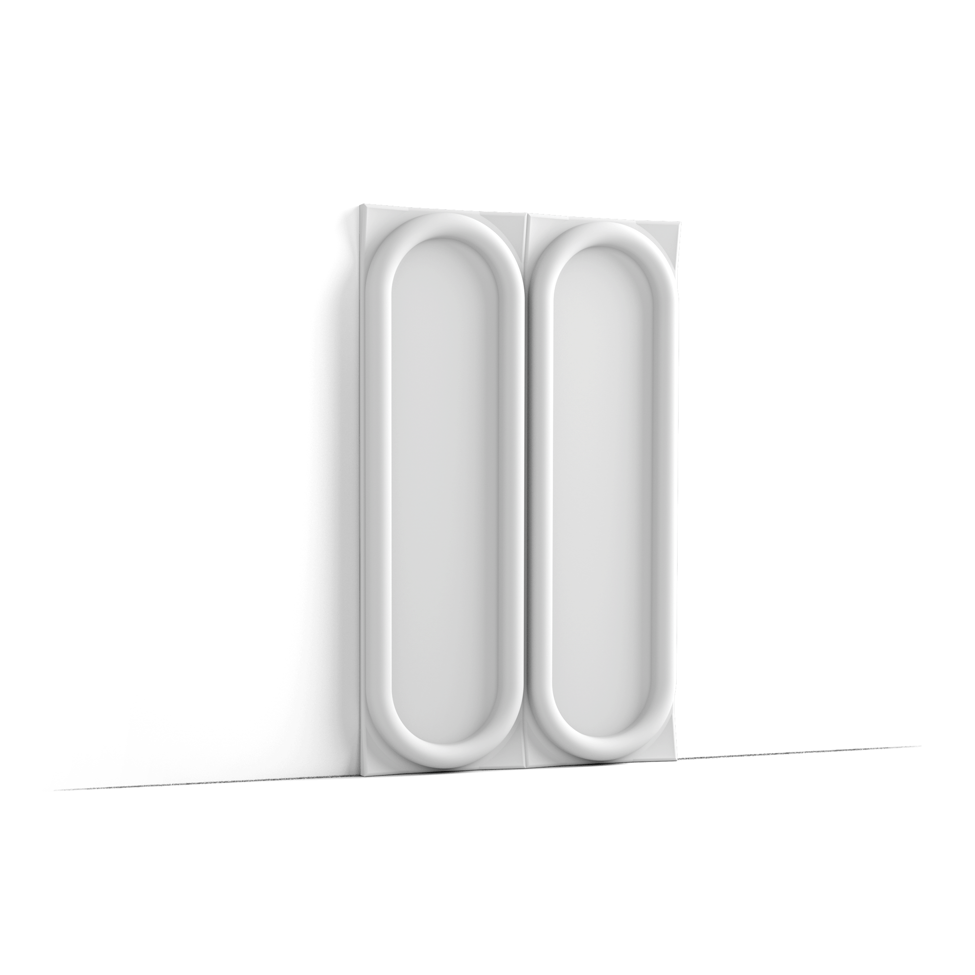 image Large, uninterrupted oval shapes define the character of this Art Deco cassette panel, designed by Roelfien Vos as a counterpart to the more organic profiles in the collection. W126 CHAIN is powerful and sculptural, yet seamlessly complements a wall molding like P8060, which shares the same generous curves. Where the panels meet, the raised corners form a star-shaped pattern, bringing dimensional richness and contemporary character to any interior. With their 80 x 50 format, the panels fit perfectly into classic panelling proportions but also allow to be combined into a bold feature wall.