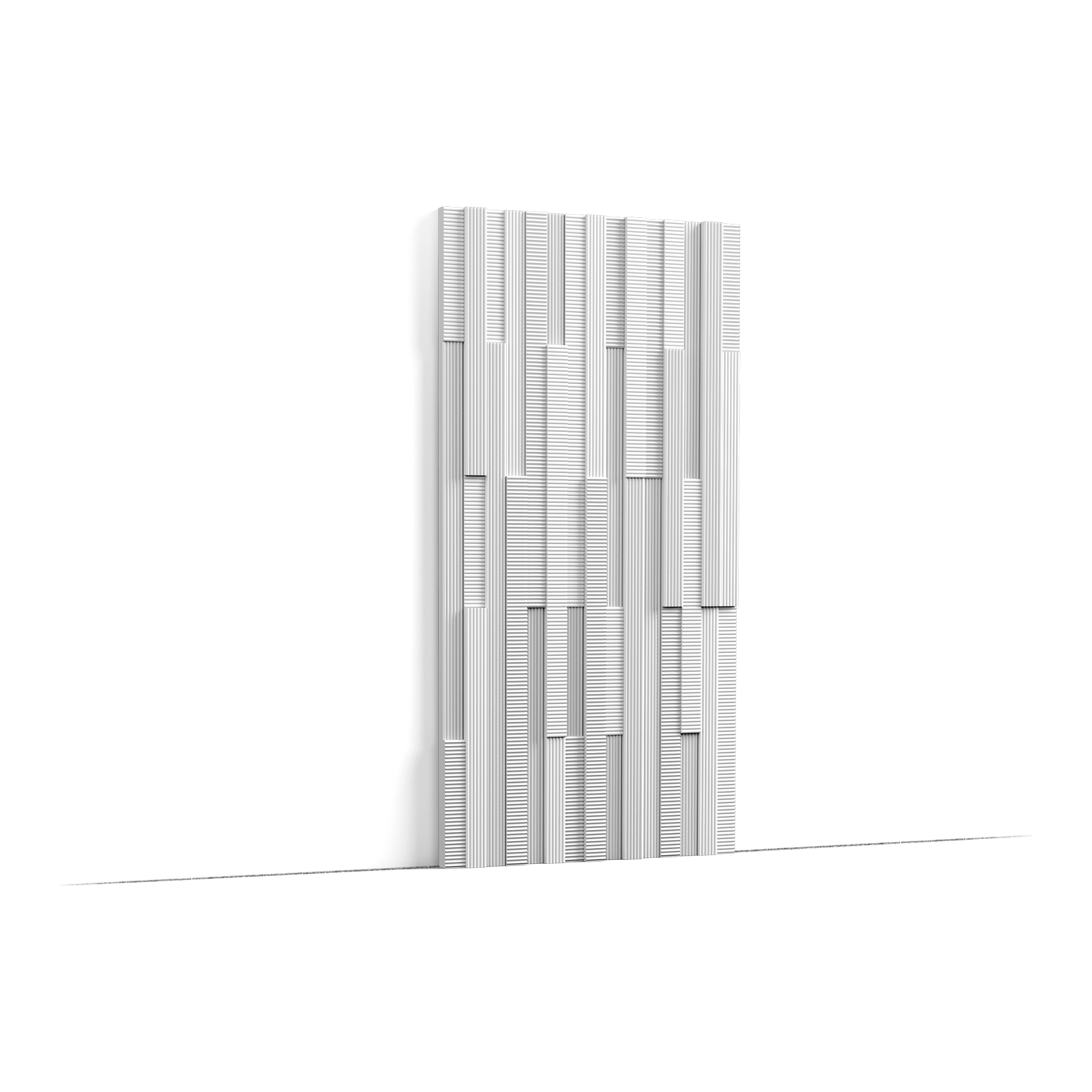 image With its fragmented design, Matrix is a fun nod to brutalism that simultaneously pays homage to our W108 Zigzag and W110 Hill products as the ribbed textures are miniatures of them. This product is a technological marvel due to the different lengths and depths of the elements and lines. Designed by Orio Tonini.