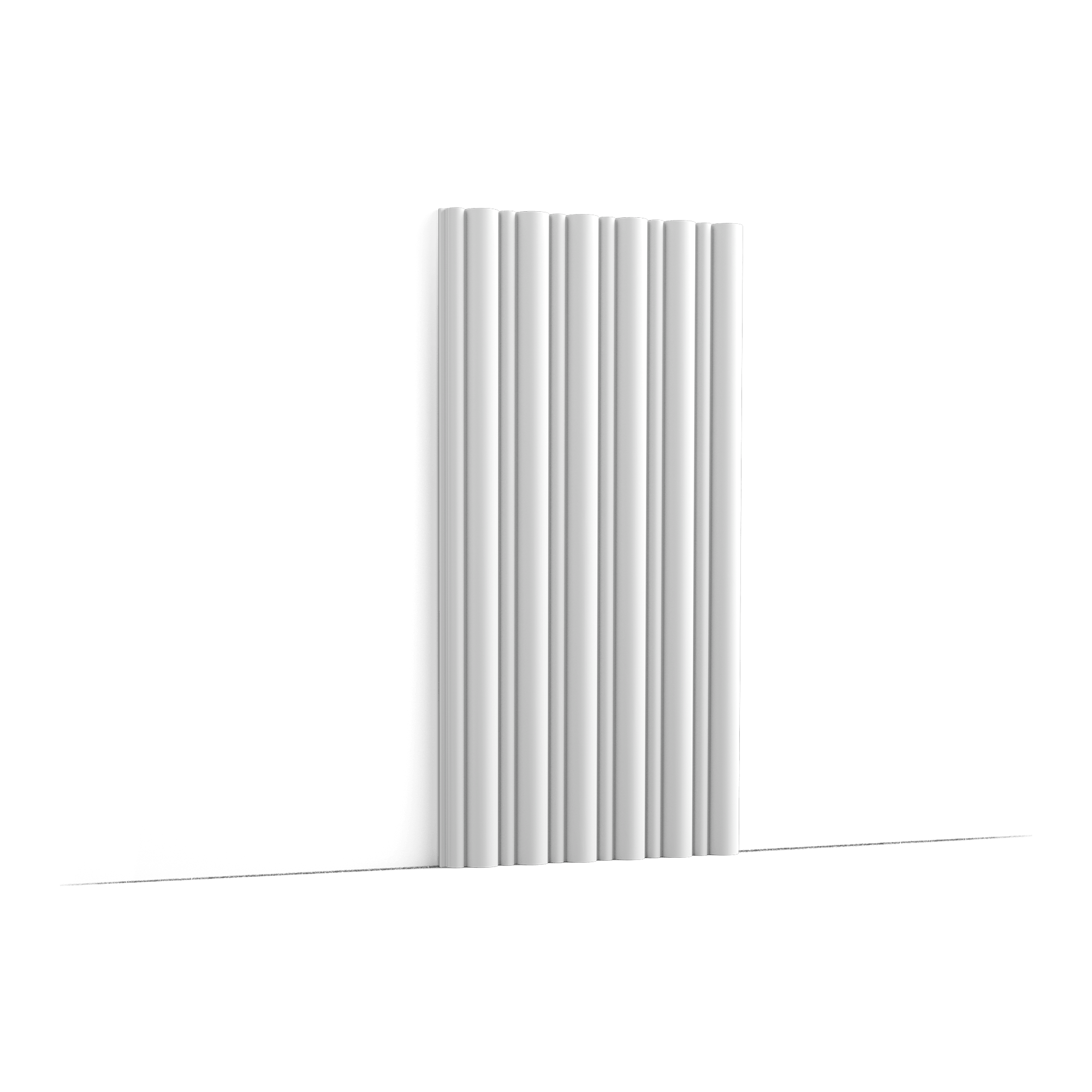 image WX211 Flute is an exceptional new wall panel. When placed horizontally, the panels create a dynamic, wave-like effect. The alternating large and small bumps create a play of light and shadow, adding depth and movement to the room. Alternatively, when installed vertically, the panels offer a sense of structured elegance, accentuating the height of the room while creating a visually intriguing backdrop. Made of 100% sustainable materials. Use this 2m60 version to cover full ceiling heights in one go. For all other applications, you can use the 2m version.